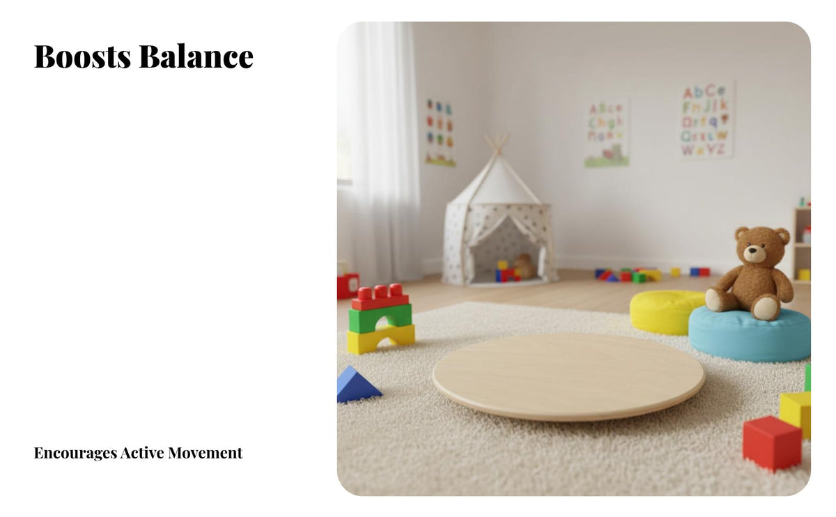 Sturdy Wood Construction Round Wooden Balance Board Versatile Use Wooden Balance Board Unrestricted-Ended Play Circular Wobble Disc Splinter-Splinter-Resistant Polished Surface for Toddlers, Adults, Indoor, Playroom, Outdoor
