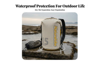 Versatile Carrying Straps Wet Dry Separation Bag Lightweight Waterproof Backpack Adjustable Capacity for Beachgoers, Beach, Rafting, Boating