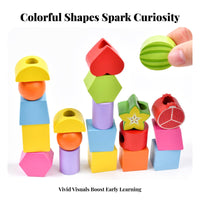 Develops Fine Movement Skills Fruit and Shape Stacking Toy Improves Hand-Eye Coordination Lacing Beads Toy Set Made from Solid Wood