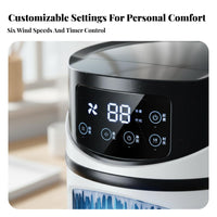 Cools & Humidifies Portable Air Cooler 3-in-1 Function Air Cooler Humidifier 6 Speed Settings for Office Workers, Students, Dorm Room