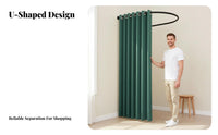 Easy Installation U-Shaped Fitting Room Portable Design U-Shaped Rod Dressing Stall Space-Saving Clothing Shop Changing Stall Long-Lasting Material for Boutique Managers, Retailers, Event Planners, Shopping Mall, Temporary Shop, Photo Studio