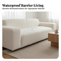 Year-Round Use Teddy Fleece Slipcover Waterproof Soft Sectional Cover Non-Slip Sofa Protector Scratch Resistant for Homeowners, Parents, Living Room, Play Area
