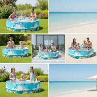 Sturdy Foldable Pool with Drain Pipe Easy Setup Children's Swimming Pool Outdoor Backyard for Garden, Beach