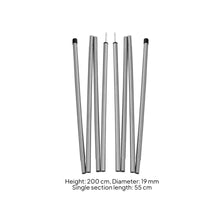 Coated Iron Tent Pole Silver Collapsible Tent Support Pole Pointed Tip Storage Bag