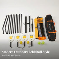 Perforated Balls Pickleball Set with Paddles Carry Bag Included Portable Pickleball Net System Wrist Strap