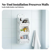 Waterproof Punch-Non-Damage Bathroom Shelf Renter Friendly Bathroom Shower Organizer Space Saving for Renters, Students, Washroom