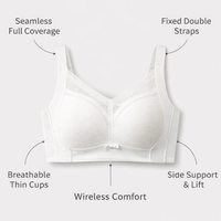 Support Bra Minimizer for Women with Thin Molded Cup and 4-Row Back Closure, Plus Size Non Wired for Large Busts, Breathable Nylon