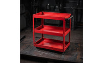 Compact 3-Tier Tool Cart with Pegboard Sturdy Rolling Tool Cart Secure Rolling Workshop Organizer with Hooks Wear-Resistant for Garage, Repair Shop