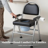 Foldable Adjustable Height Toilet Frame Two-in-Single-Use Commode Chair Multi-Purpose Bathroom Safety Aid Heavy Duty for Women, People with Disabilities, Post-Surgery Patients, Bedside, Home Care, Bedroom