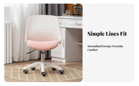 Foldable Backrest Armless Rolling Task Chair Height Adjustable Armless Rolling Stool 360-Degree Swivel Office Furniture Space-Saving for Students, Home Workers, Adults, Study Room, Bedroom, Small Areas, Vanity