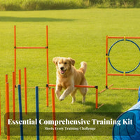 Blue and Orange Dog Agility Training Kit Cylindrical Frame Dog Agility Kit Lightweight Pet Sports Collapsible