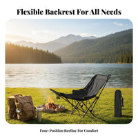 Foldable Padded Moon Chair Folding Design Camping Furniture High rear supportrest Outdoor equipment Lightweight for outdoor mealkers, Sports Fans, Fishing, outdoor meal, Beach, Patio