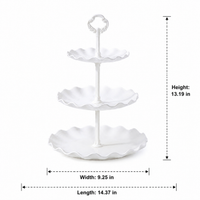 Tiered Cake Stand, Serving Stand with Platters, High Tea Stand, Pre-Assembled Resin for Dessert Display, White