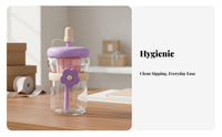 Cute Macaron Hued Tumbler Ideal Gift Glass Straw Cup Large Capacity Portable Glass Drinking Jar for Young Adults, Students, Daily Use, Travel, Parties
