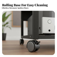 With Rolling Casters High-Fidelity Amplifier Rack Steel and Wood Construction Multi-Tier Amplifier Stand Heavy Duty Adjustable High-Fidelity Equipment Shelf Modern Design for Audiophiles