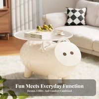 Cute Design Pig Shaped Side Table Multi-Functional Cartoon Pig End Table Space Saving Creature Storage Ottoman Stable Load-Bearing for Families, Toddlers, Living Room, Bedroom, Playroom, Nursery