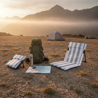 Portable Lounge Chair Cushion with Backrest Padded Foldable Lounge Chair Cushion Lightweight Outdoor Seat with Triangular Frame Compact for Camping