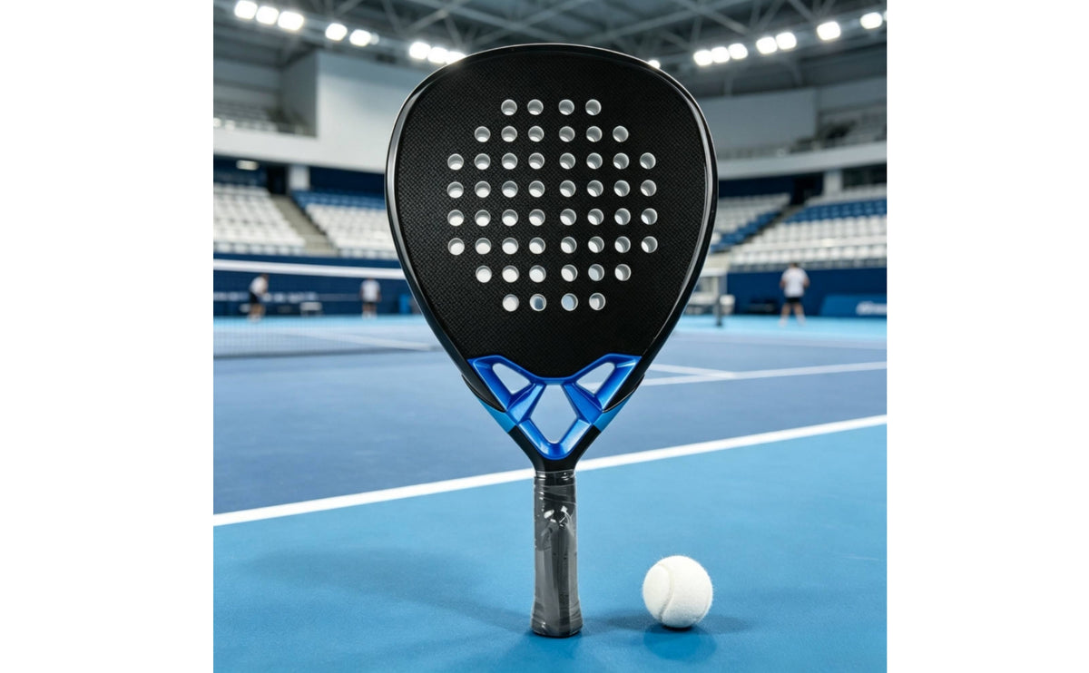 Paddle Racket Carbon Fiber Paddle with Wrist Strap Perforated Pala Deportiva for Athletes, Court, Beach