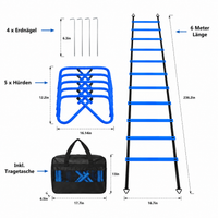 Agility Hurdles Set, 6m coordination ladder with 5 hurdles and 4 ground pegs, training set for football speed training