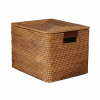 Vintage Design Rattan Storage Basket Nordic Design Wicker Basket with Handles for Bathroom, Bookshelf, Closet