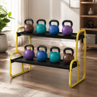 Dumbbell Rack, Short Dumbbell Rack, 2-Tier Metal Dumbbell Stand, Yellow-Black for Home Gym, Compact Dumbbell Storage for Fitness