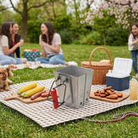 Steel Charcoal Fire Starter Furnace Ventilated Foldable Charcoal Chimney Starter Heat-Resistant Grip for Barbecue