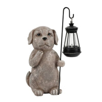 Standing Garden Figurine with Lantern Sculpted Outdoor Statue with Lantern Weathered Decor Decorative for Entryway