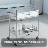Rust-Resistant Stainless Steel Medical Trolley Long-Lasting Construction Stainless Steel Medical Cart Easy to Clean Rolling Instrument Cart Quiet Locking Casters for Medical Facility Personnel, Veterinarians, Laboratoryoratory Oratories, Oral Away Ices
