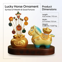 Rotating Horse Car Ornament for Dashboard, Resin Figurine with Wooden Base, Interior Decoration for Vehicle