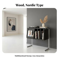 Nordic Design Vinyl Storage End Table With Drawer Vinyl record Storage Rack centralera Modern design Turntable Stand Multi-Functional for Music Lovers, Audiophiles, Homeowners, Study, Bedroom, Small Spaces, Home Office