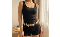 Gold-Tone Belly Chain with Sea Star Charms Asymmetrical Waist Chain with Charms Bohemian Accessory Lightweight for Festival
