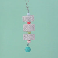 Parrot Gnawing Toy with Cuttlebone for Birds, Hanging Bird Grinder with Beads, Cockatiel Toy for Beak Trimming Health