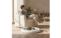 Soft Round Pet Bed Mat Nest-Like Cushioned Pet Mat Low-Height Comfy for Cats, Young Dogs, Bedroom