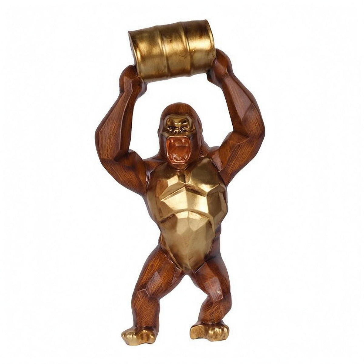 Resin Primate Sculpture Imitation Wood Tabletop Primate Sculpture Decor Metal-Like Highlight