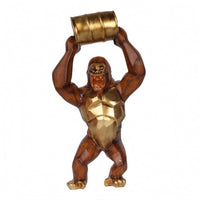 Resin Primate Sculpture Imitation Wood Tabletop Primate Sculpture Decor Metal-Like Highlight