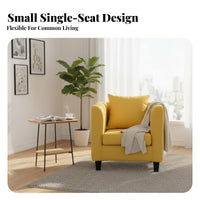 Space Saving Upholstered Club Chair Minimalist Design Sofa Soft Feel Upholstery Armchair Comfortable Cushioning for Apartment Dwellers, Homeowners, Business Owners, Small Areas, Internet Cafe, Living Room, Hotel Lobby