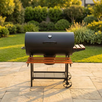 Briquette-Fueled Barbecue Grill Outdoor Grill with Cart Mobile for Backyard Cooks, Families, Patio, Cookouts
