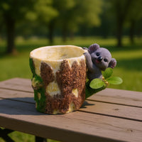 Koala Stump Decor Bark-Textured Tree Stump Ornament Hollow Top for Outdoor
