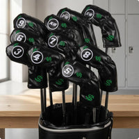 10 Pieces Soft Cushioned Soft Fabric Lining Golf Iron Head Cover Waterproof Golf Club Head Cover Dust Resistant Sports Gear Protectors PU Material for Golfers