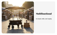 Foldable Utility Cart with Table Sets Up in Seconds Street Vending Cart Folding Vendor Stall Sturdy Construction for Camping