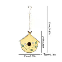 Distressed Finish Hanging Metal Birdhouse Floral Embellishment Decorative Metal Birdhouse Great Gift Idea Wrought Iron Bird Nest for Gardeners, Balcony, Patio, Yard
