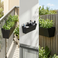 3 Pieces Wall Planter with Hooks Rectangular Wall-Attached Planter Easy to Install for Gardeners, Balcony, Fence