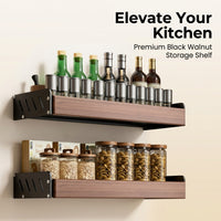 Cabinet for Bedroom and Storage Organizer with Wall Mount Rack, Carbon Steel and Walnut Wood Spice for Students