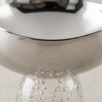 Stainless Steel Fruit Tray Mirror Finish Pedestal Fruit Bowl Transparent Base Decorative Serving Tray for Dining Area, Living Room, Hotel