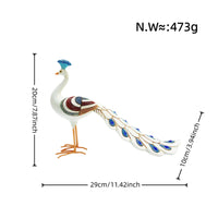 Layered Feathers Peacock Figurine Fan Tail Decorative Peacock Statue White Body Orange Legs for Tabletop Display