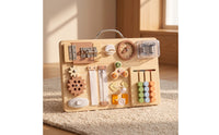 Sensory Wooden Busy Board with Handle Portable Toddler Busy Board Educational Toy Interactive for Toddlers