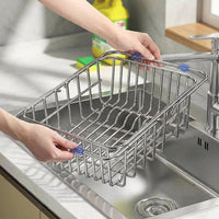 Dish Rack Sink Organizer and Kitchen Sink Rack, 304 Stainless Steel Space Saving Kitchen Storage with Built-in Slots Cutlery Holder