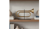 Gold Trumpet Book Stopper Modern Design Trumpet Bookend Creative Shape Metal Bookend for Study Room, Bookcase, Showroom