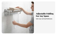 Space-Saving Collapsible Wall Rack Rustproof Foldable Towel Holder Multi-Functional Bathroom Organizer Easy Installation for Apartment Dwellers, Homeowners, Families