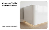 TV Cabinet Solid Wood Construction Visual Display Unit Floor Cabinet Rounded Corners Minimalist Entertainment Center for Home Theater